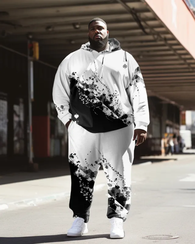 Men's Plus Size Casual Daily Splash A Long Sleeve Hoodie Set sold by Biggmans