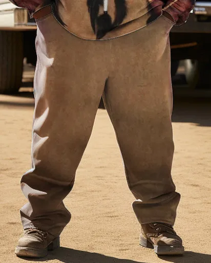 Men's Plus Size Ethnic Style Diamond Brown Hoodie Two Piece Set sold by Biggmans product image thumbnail 3