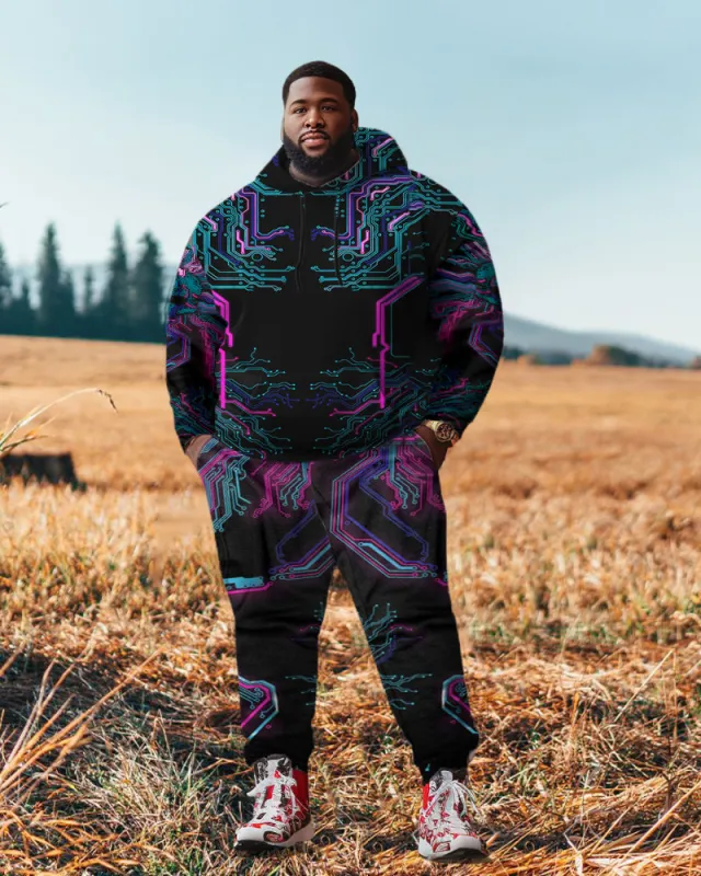 Men's Plus Size Cyber Pullover Hoodie Set sold by Biggmans
