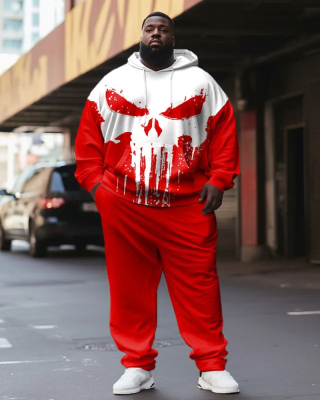 Men's Skull Color Block Plus Size Hoodie Set sold by Biggmans