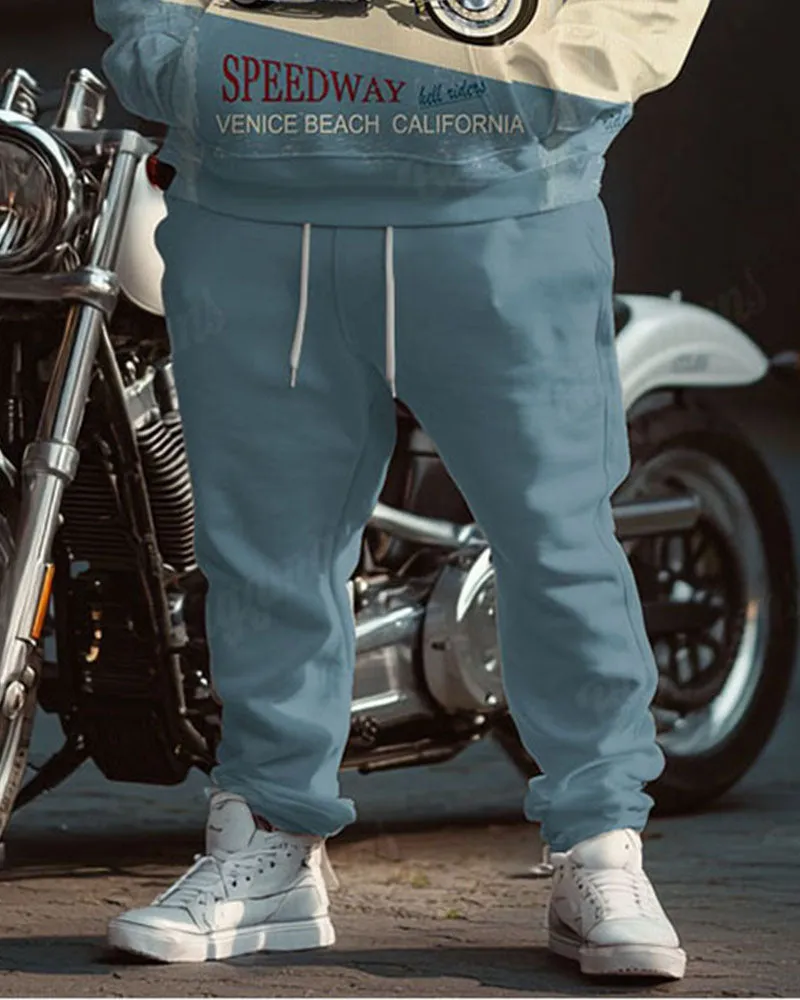 Men's Street Fashion Blue Motorcycle Letters Plus Size Hoodie Suit sold by Biggmans product image thumbnail 3
