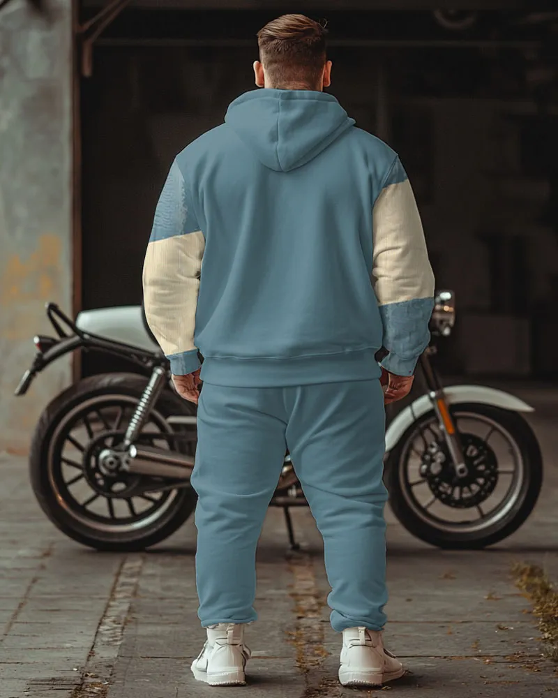 Men's Street Fashion Blue Motorcycle Letters Plus Size Hoodie Suit sold by Biggmans product image thumbnail 4