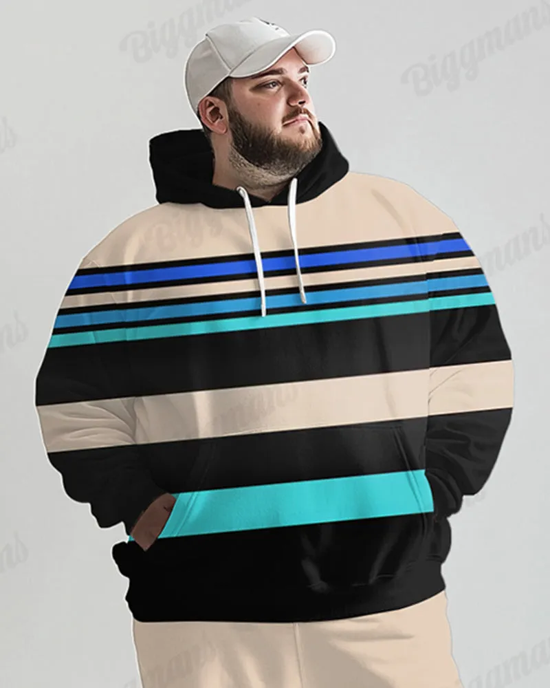 Men's Daily Casual Striped Patchwork Print Plus Size Hoodie Suit sold by Biggmans product image thumbnail 2