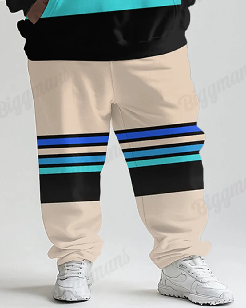 Men's Daily Casual Striped Patchwork Print Plus Size Hoodie Suit sold by Biggmans product image thumbnail 3