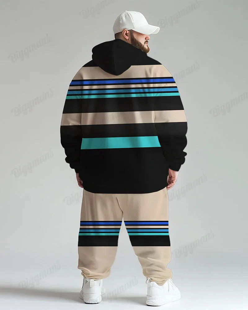 Men's Daily Casual Striped Patchwork Print Plus Size Hoodie Suit sold by Biggmans product image thumbnail 4