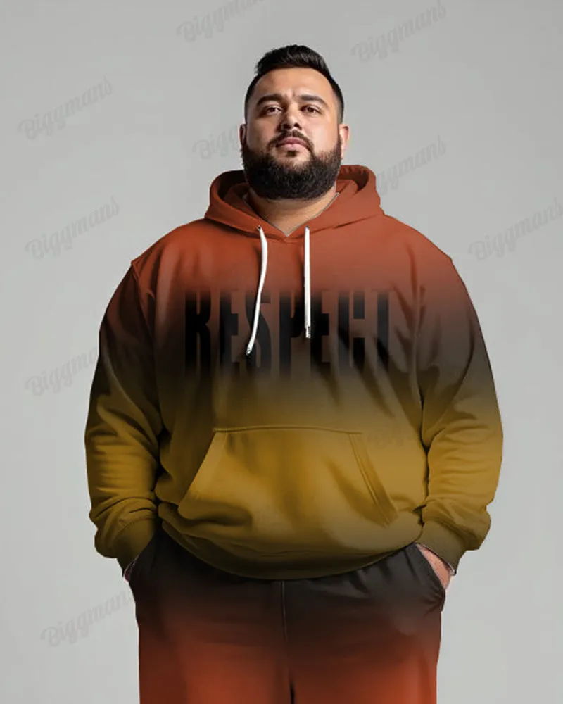 Gradient Multicolor Respect Letter Print Men's Plus Size Hoodie Suit sold by Biggmans product image thumbnail 3