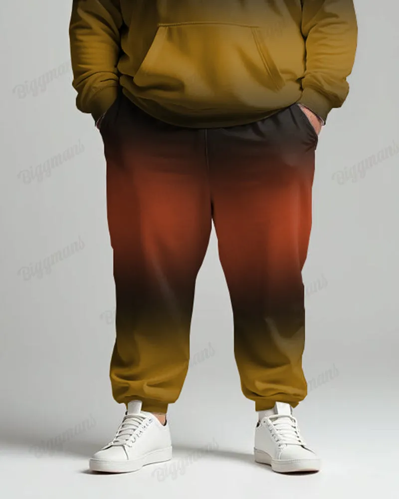 Gradient Multicolor Respect Letter Print Men's Plus Size Hoodie Suit sold by Biggmans product image thumbnail 4