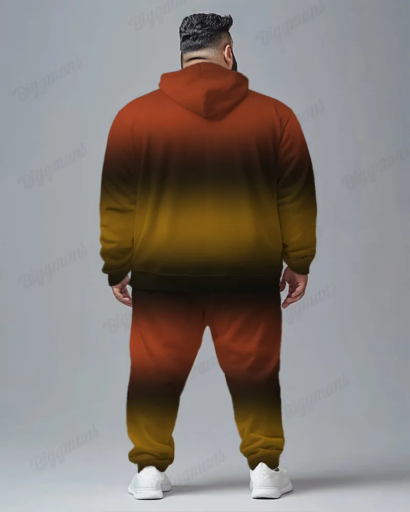 Gradient Multicolor Respect Letter Print Men's Plus Size Hoodie Suit sold by Biggmans product image thumbnail 2