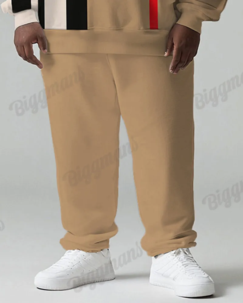 Men's Daily Casual Khachi Black And White Stripe Print Plus Size Hoodie Suit sold by Biggmans product image thumbnail 3