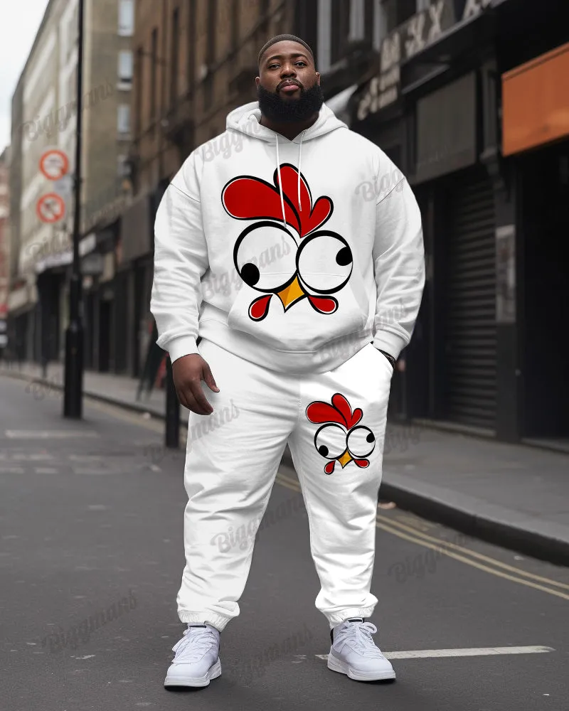 Men's Funny Rooster Print Plus Size Hoodie Suit sold by Biggmans