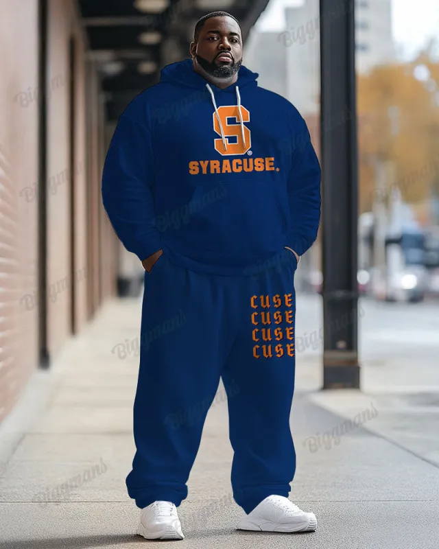 Men's Plus Size Blue Syracuse University Letter Print Hoodie Suit sold by Biggmans