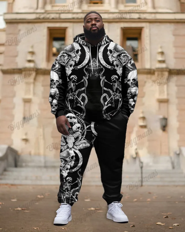 Men's Plus Size Necromancer Skull Printed Hoodie Suit sold by Biggmans