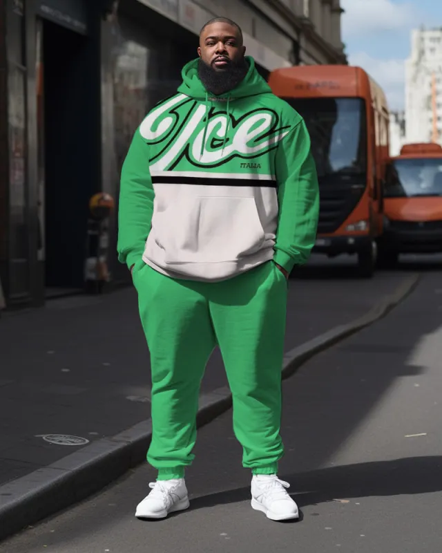 Big & Tall Men's Green ICE Hoodie Two-Piece Set sold by Biggmans
