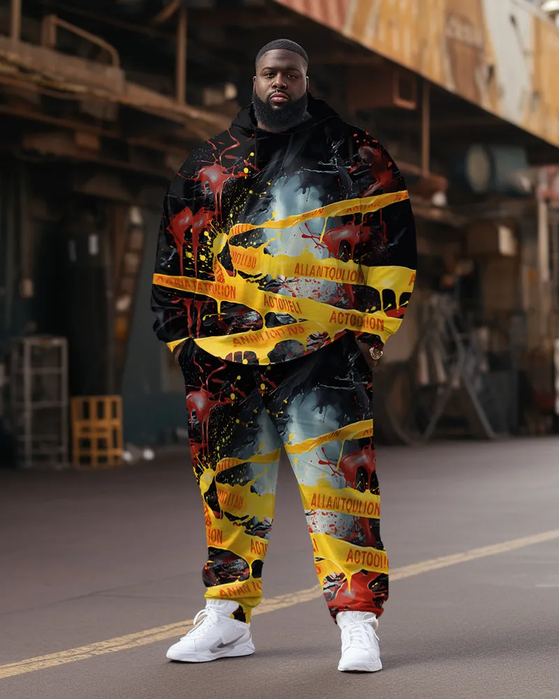 Men's Big & Tall Cartoon Graffiti Strap Long Sleeve Hoodie Set sold by Biggmans