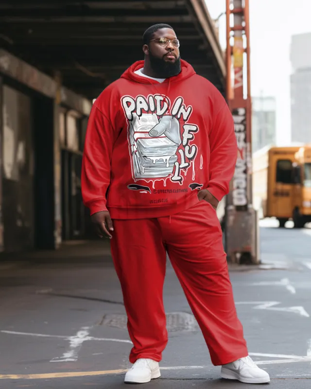 Men's Big & Tall Casual Hip Hop Paid In Full Hoodie Two-Piece Set sold by Biggmans