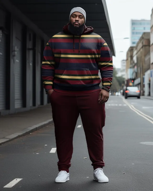 Men's Big & Tall Striped Casual Hoodie and Sweatpants Two Piece Set sold by Biggmans