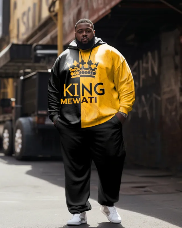 Men's Big & Tall Tracksuit Color Block King Hoodie and Sweatpants Set sold by Biggmans