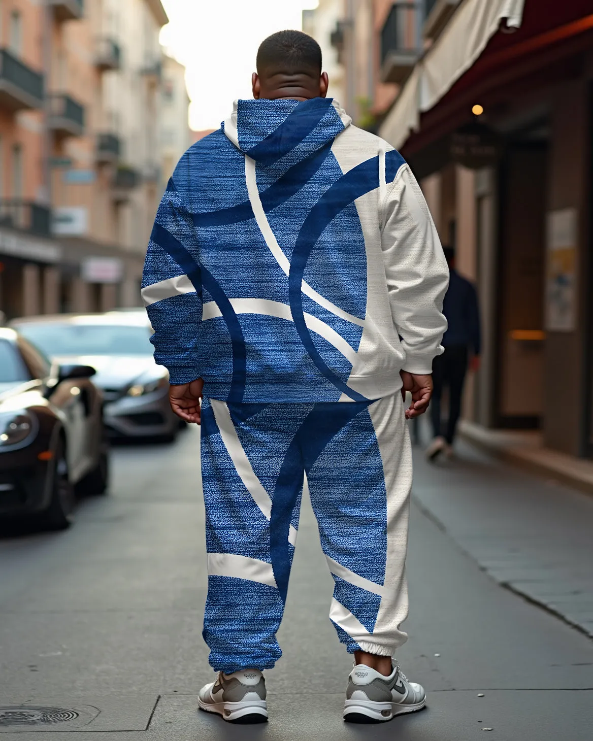 Men's Big & Tall Casual Hip Hop Blue Graphic Hoodie Two-Piece Set sold by Biggmans product image thumbnail 3