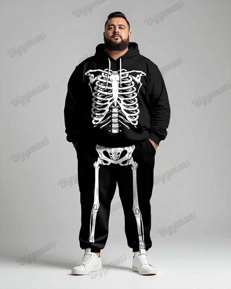 Simple Skull Skeleton Print Men's Big & Tall Hoodie Set sold by Biggmans