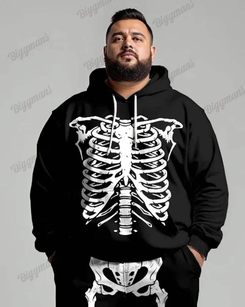Simple Skull Skeleton Print Men's Big & Tall Hoodie Set sold by Biggmans product image thumbnail 2