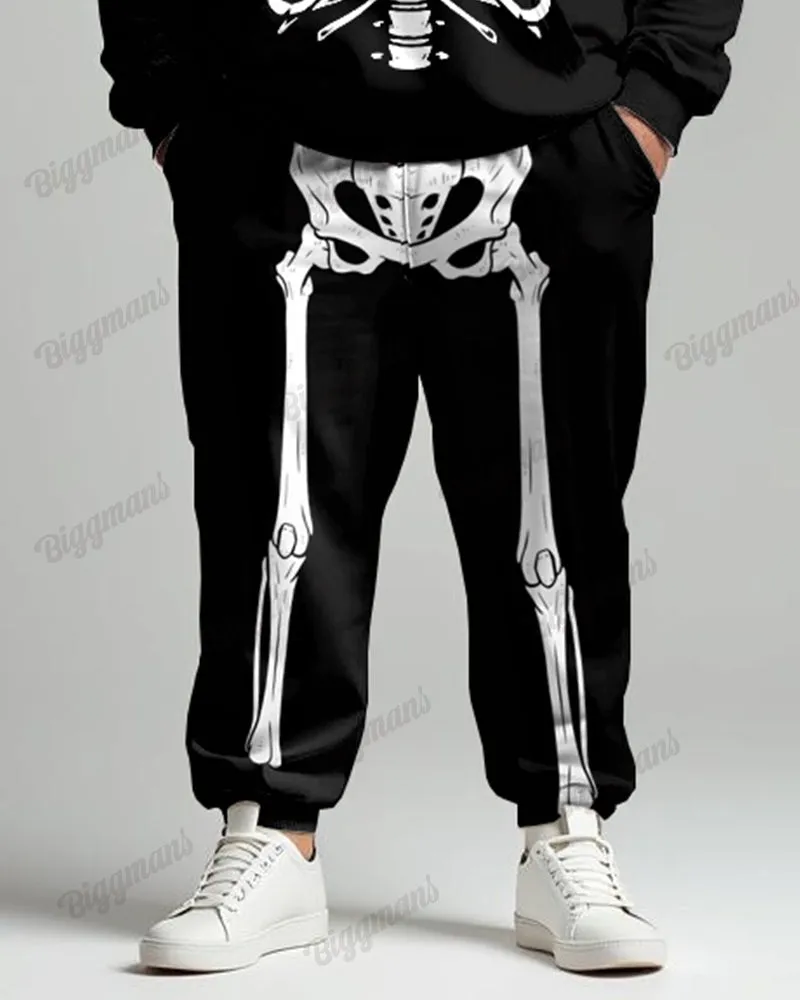 Simple Skull Skeleton Print Men's Big & Tall Hoodie Set sold by Biggmans product image thumbnail 3