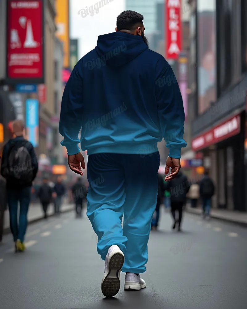 Men's Casual Blue Word Art Gradient Print Big & Tall Hoodie Set sold by Biggmans product image thumbnail 2