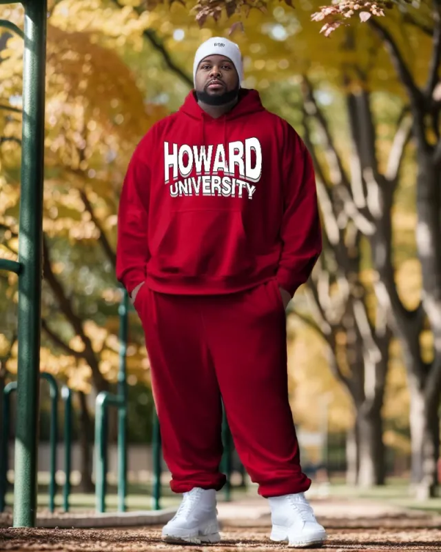 Men's Big & Tall Howard University Red Hoodie and Sweatpants Two Piece Set sold by Biggmans