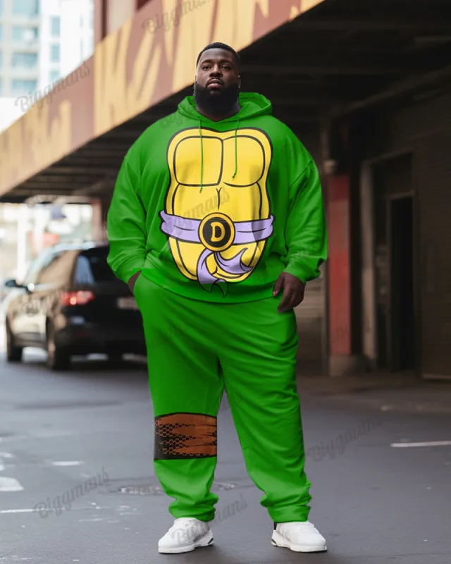 Big Guys Fun Cartoon Turtle Print Hoodie Set sold by Biggmans