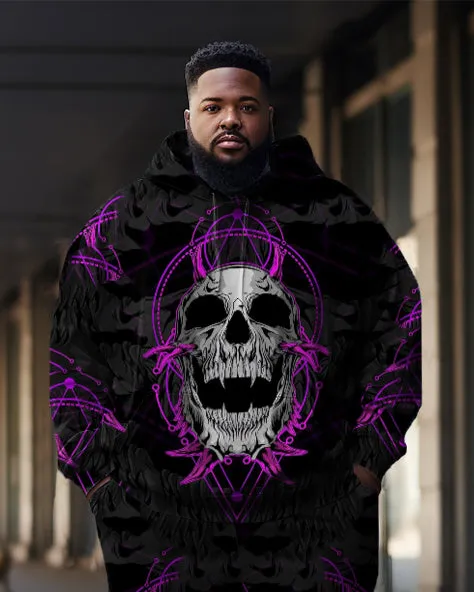 Big & Tall Men's Flame Purple Skull Graffiti Hoodie Two Piece Set sold by Biggmans product image thumbnail 2