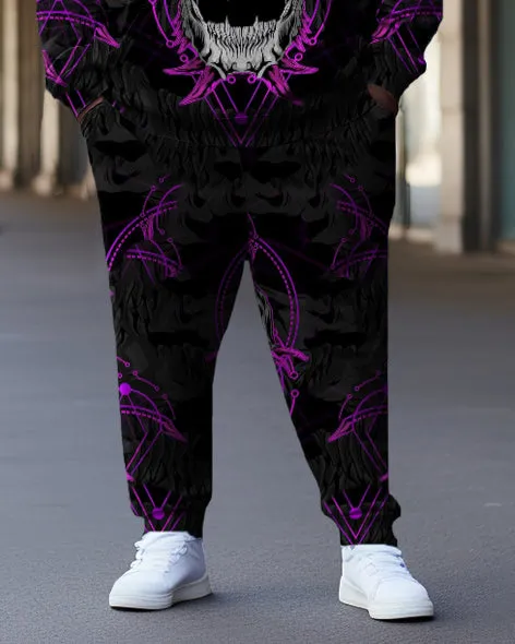 Big & Tall Men's Flame Purple Skull Graffiti Hoodie Two Piece Set sold by Biggmans product image thumbnail 3