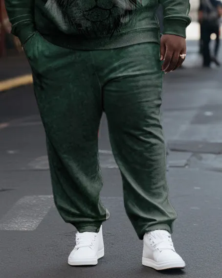Men's Big and Tall Casual Hip Hop Green Lion Hoodie Two Piece Set sold by Biggmans product image thumbnail 5