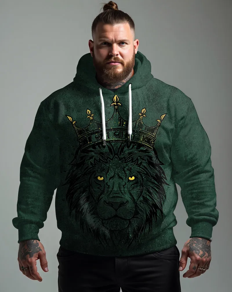 Men's Big and Tall Casual Hip Hop Green Lion Hoodie Two Piece Set sold by Biggmans product image thumbnail 2