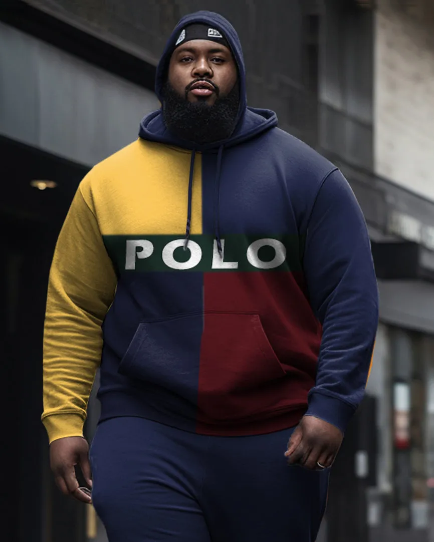 Big Men's Color Block Casual Sports Hoodie Long Sleeve Two Piece Set sold by Biggmans product image thumbnail 2