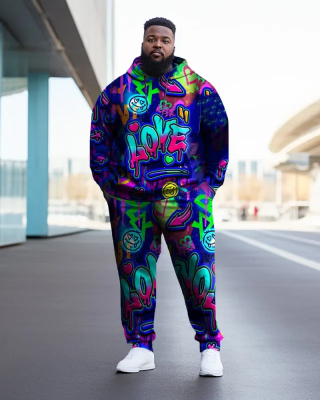 Men's Big & Tall Love Letter Tassel Hoodie Two Piece Set sold by Biggmans