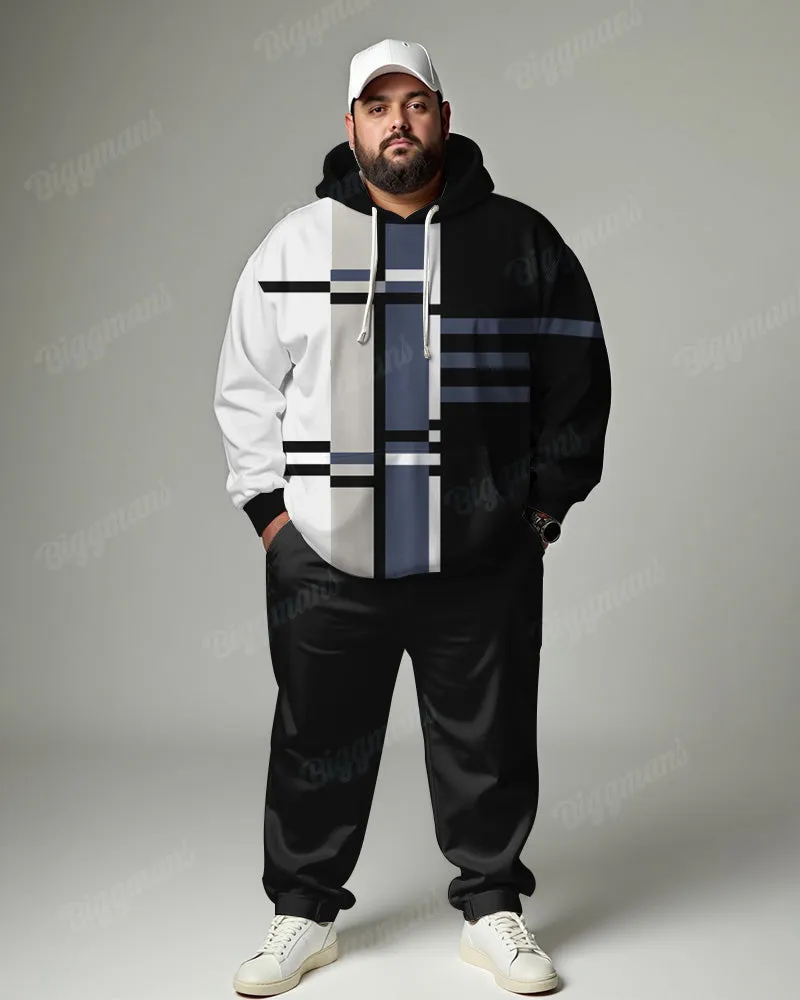 Big Men's Tracksuit Colorblock Plaid Hoodie Sweatpants Set sold by Biggmans