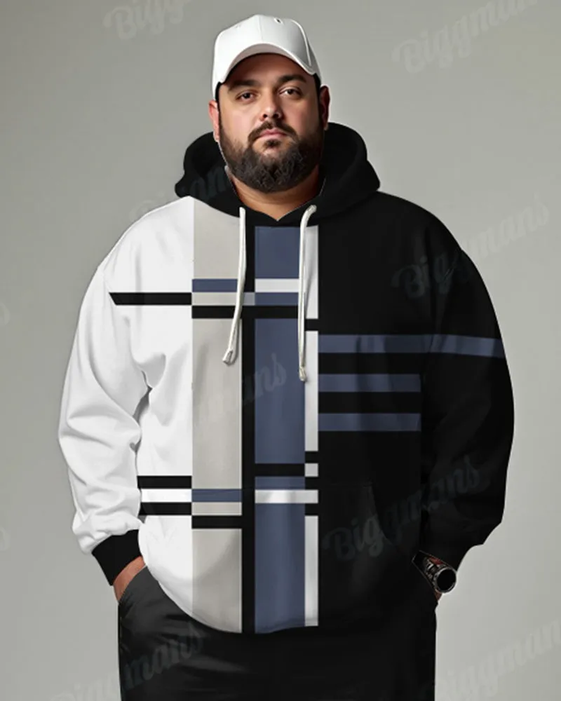 Big Men's Tracksuit Colorblock Plaid Hoodie Sweatpants Set sold by Biggmans product image thumbnail 2