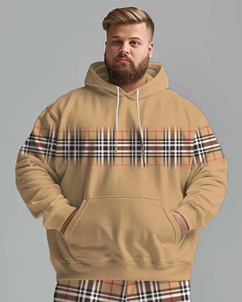 Men's Street Fashion Classic Plaid Spliced Big Hoodie Set sold by Biggmans product image thumbnail 2