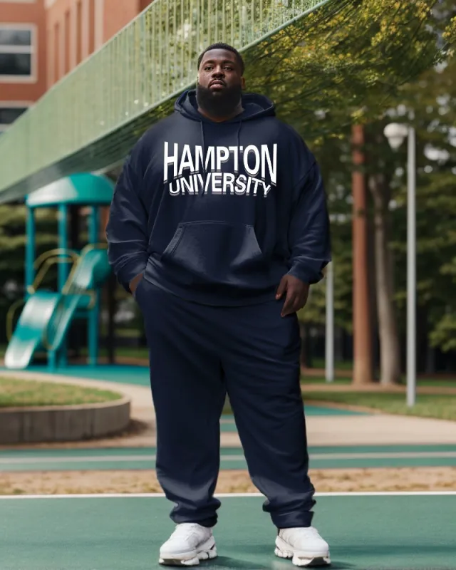 Big Guy’s Hampton University Style Hoodie and Sweatpants Two Piece Set sold by Biggmans