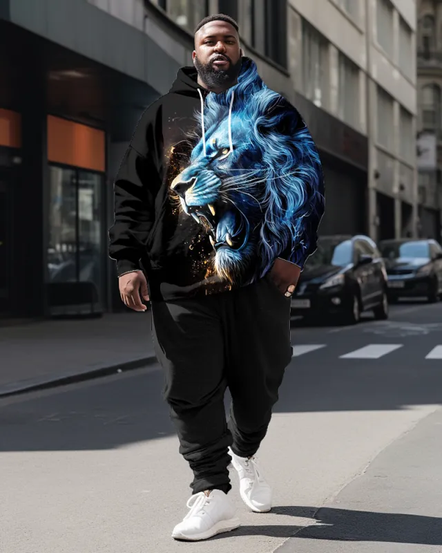 Big Men's Casual Lion Two Piece Sweatshirt sold by Biggmans