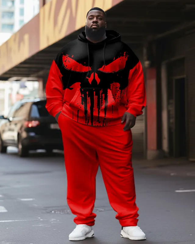Big & Tall Men's Tracksuit Skull Colorblock Hoodie and Sweatpants Set sold by Biggmans