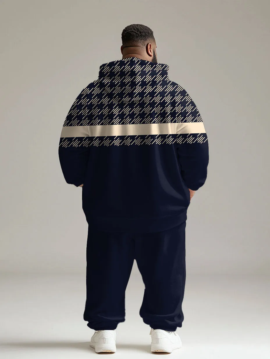 Men's Daily Casual Versatile Purple Striped Geometric Print Big and Tall Hoodie Set sold by Biggmans product image thumbnail 4