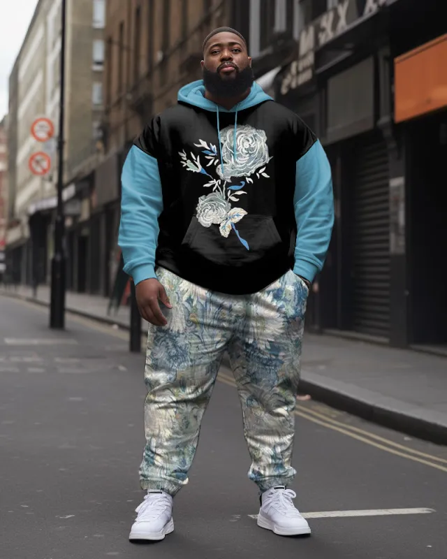 Big Guys 2-Piece Tracksuit Casual Rose Contrast Hoodie Set sold by Biggmans