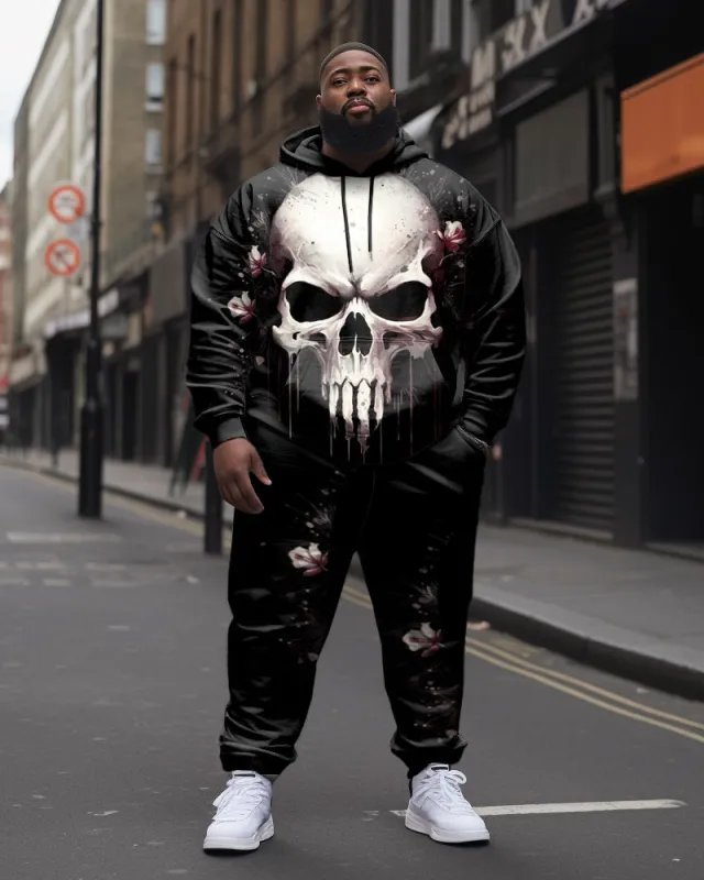 Men's Big and Tall Skull Street Long Sleeve Hoodie Set sold by Biggmans
