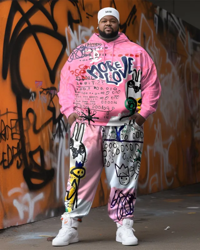 Big Men's Artistic Graffiti Hip Hop Hooded Tracksuit sold by Biggmans