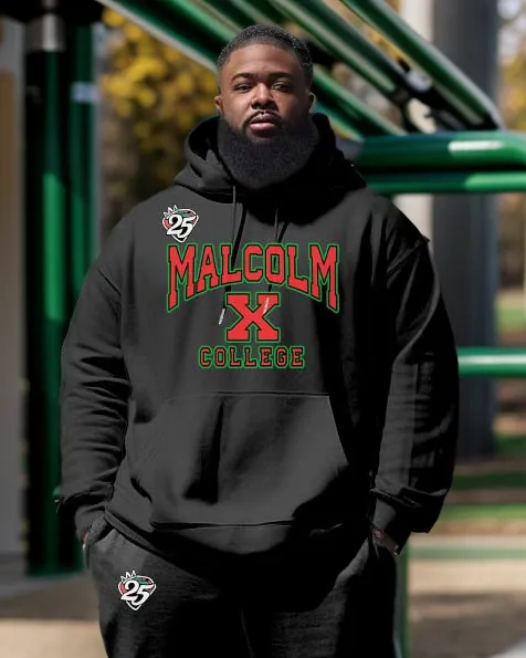 Men's Plus Size Malcolm X College Hoodie and Sweatpants Two Piece Set sold by Biggmans product image thumbnail 2
