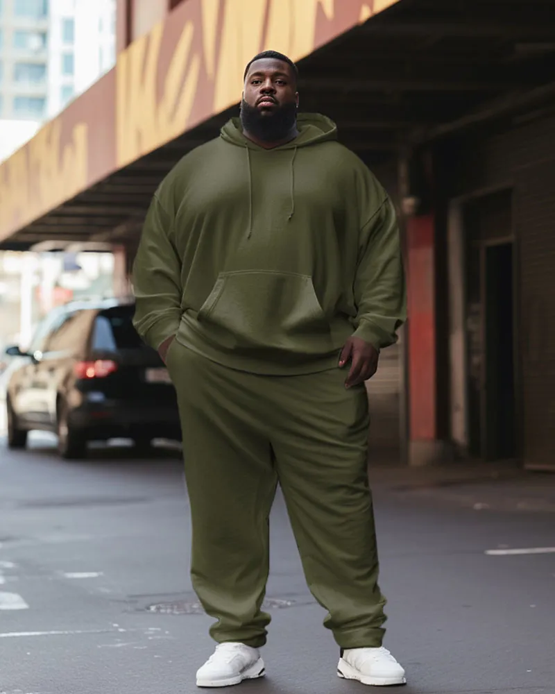 Big Guys 2-Piece Tracksuit Solid Color Hoodie & Pants Set sold by Biggmans product image thumbnail 3