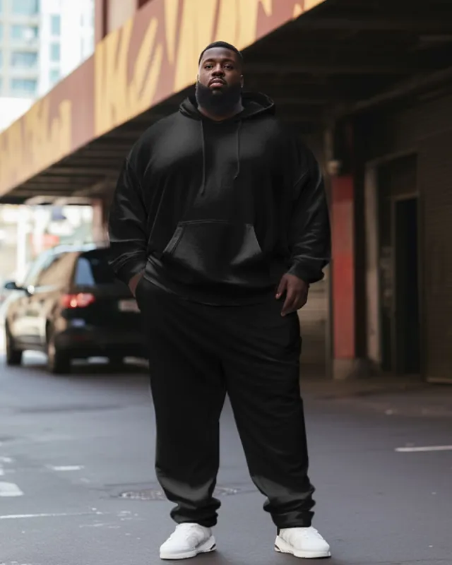 Big Guys 2-Piece Tracksuit Solid Color Hoodie & Pants Set made by Biggmans