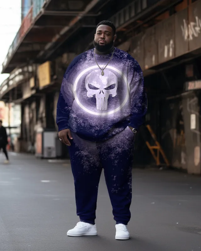 Men's Purple Skull Phantom Plus Size Sweatshirt Two Piece Set sold by Biggmans