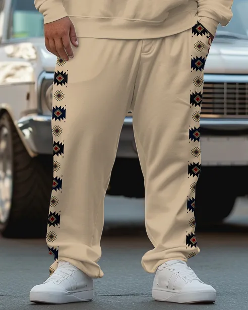 Men's Plus Size Simple Stitching Ethnic Pattern Sweatshirt Two-Piece Set sold by Biggmans product image thumbnail 3