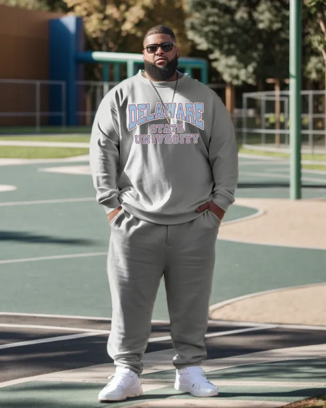 Men's Plus Size Delaware State University Style Sweatshirt and Sweatshirt Two-Piece Set sold by Biggmans